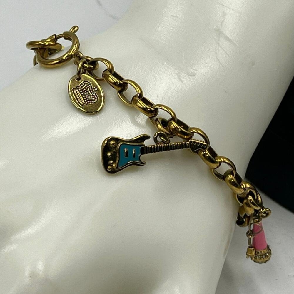 Juicy Couture Authentic Guitar Megaphone Heart Crystal Y2K Charm Bracelet